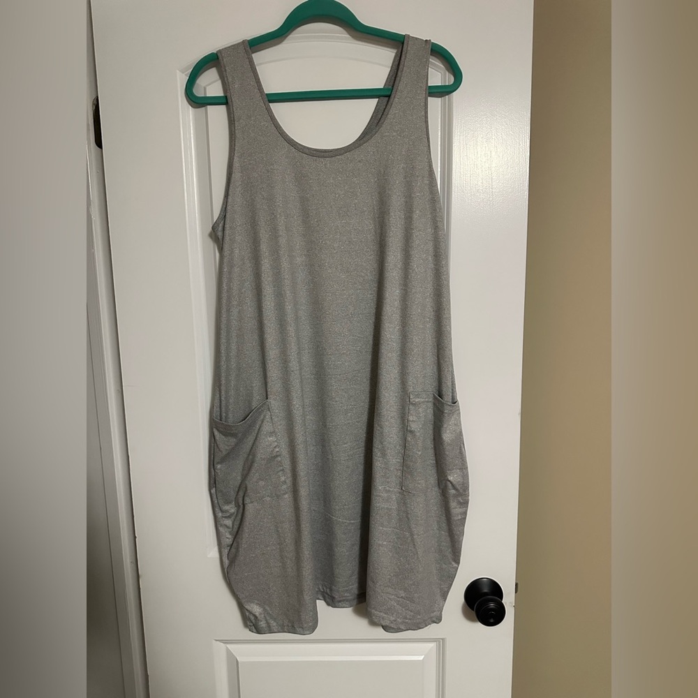 Gray Sleeveless Dress with Pockets
